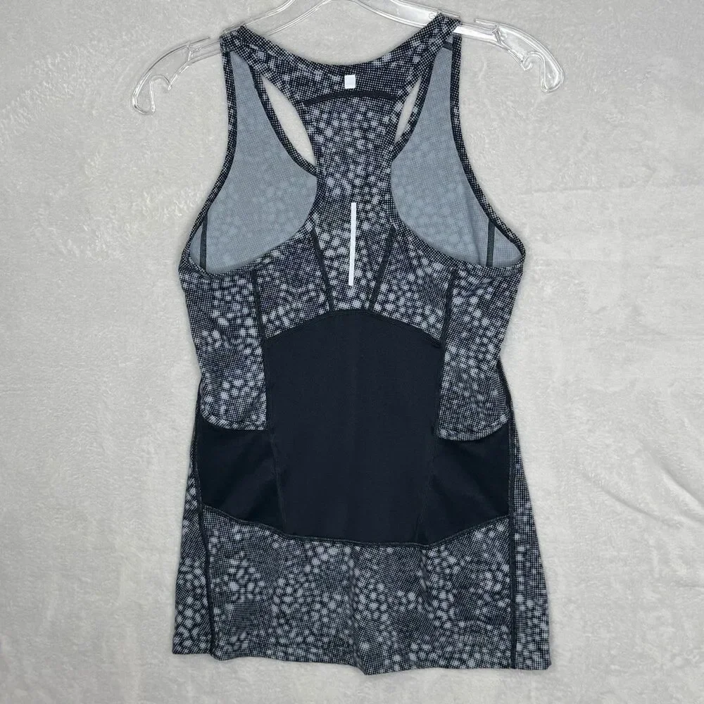 Nike Dri Fit Women's S Racerback Tank Top BLUE‎ Geometric Pockets Cycling Gym